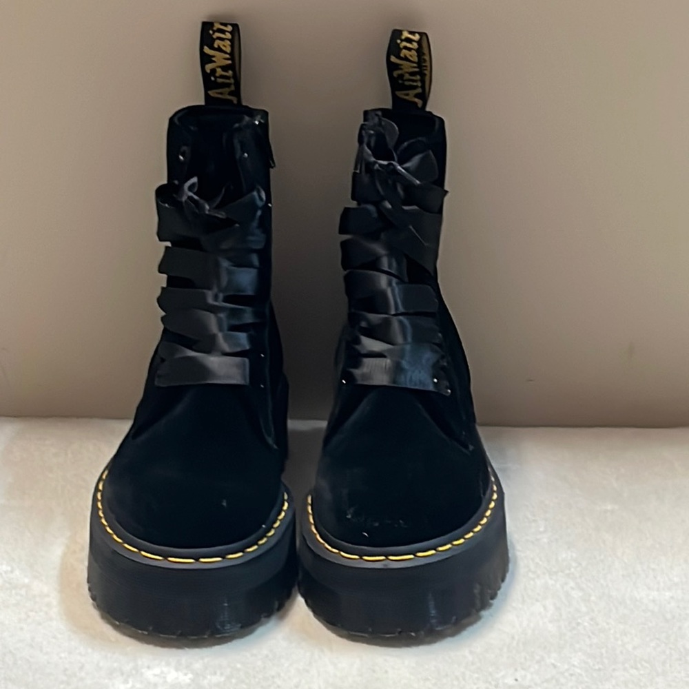 Midnight blue/black velvet doc martens